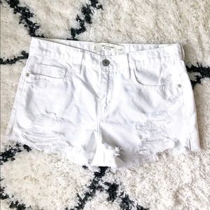 Abercrombie & Fitch White High-rise Denim Shorts